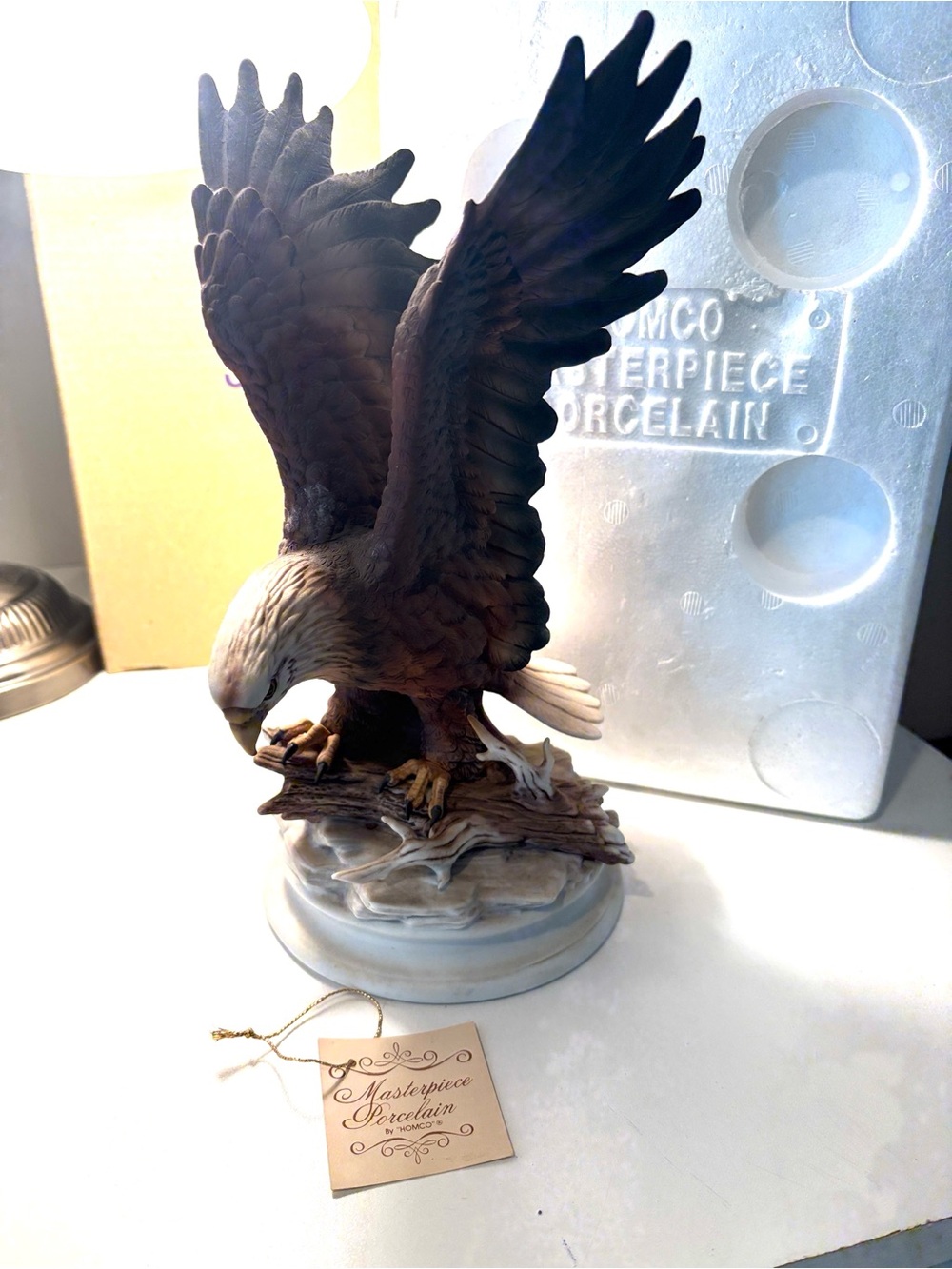 Vintage1979 Homco masterpiece Brown and White Eagle Porcelain Figurine